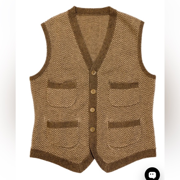 Oversized Brown Wool Vest (100% merino wool) - Picture 8 of 9